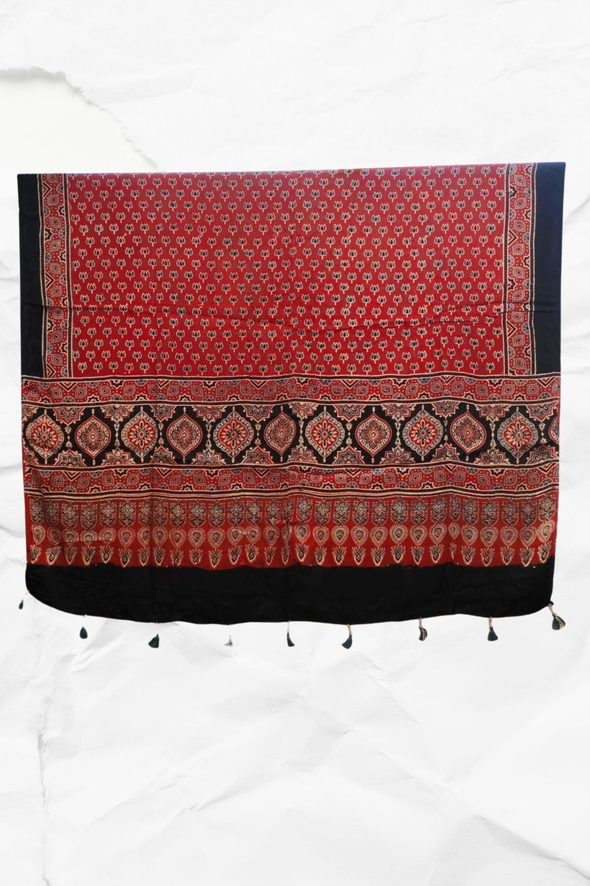 Dupatta with Ajrakh Print on Modal silk