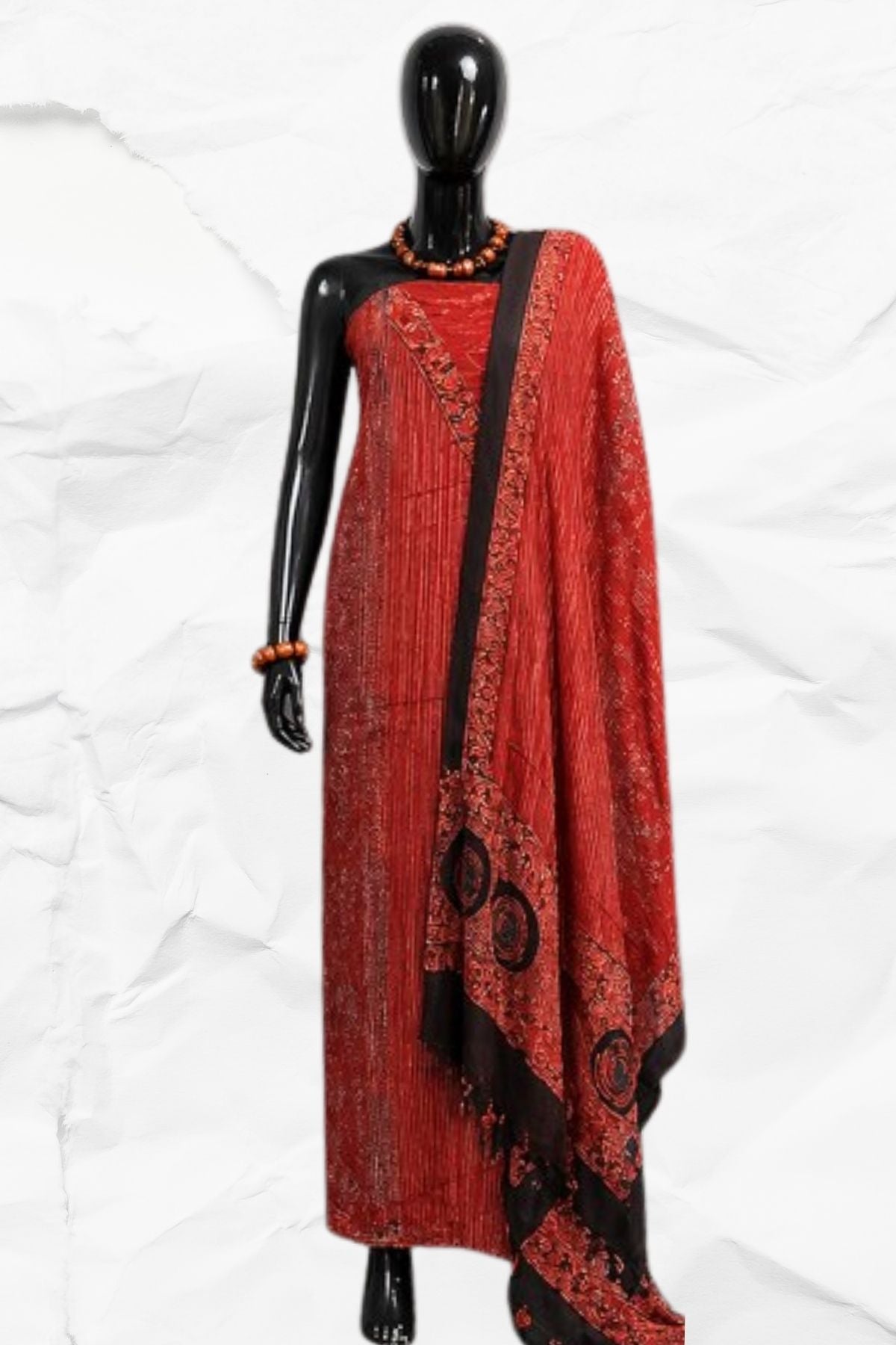 2 Piece Suit Material with Ajrakh Print on Modal silk (01)