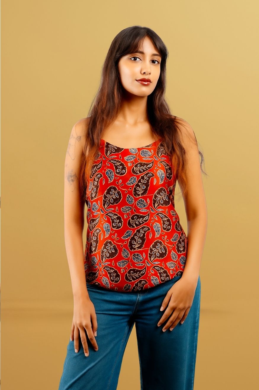 Ajrakh top - Red