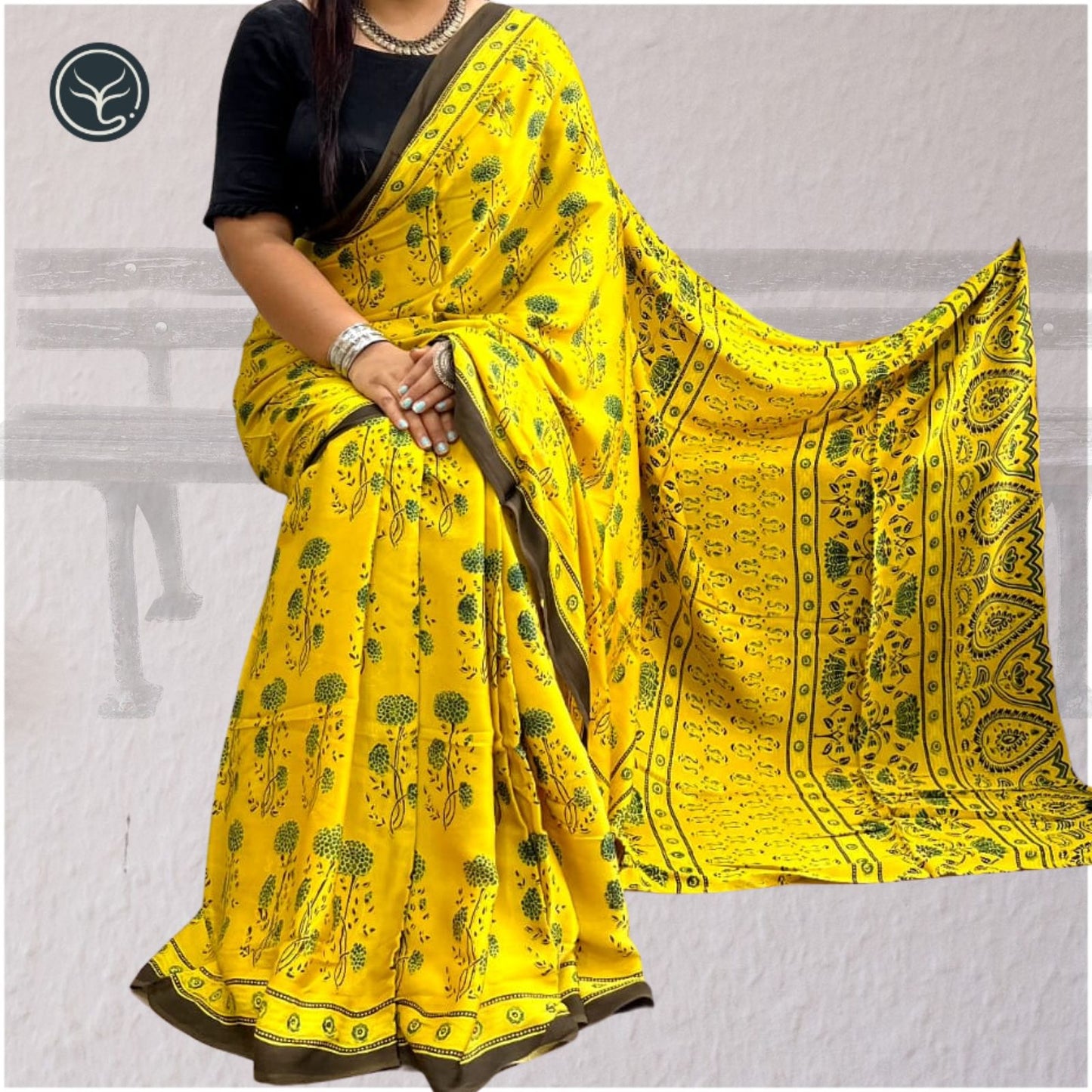 AJRAKH IN MODAL SILK (MD-AJ-SH-05) - BLOCK PRINTED