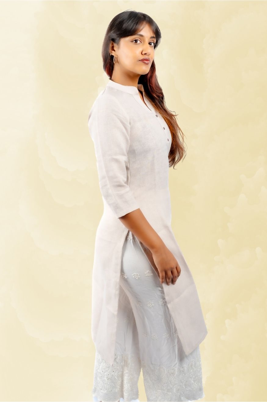 Cotton Kurta with Linen feel - Warm Beige