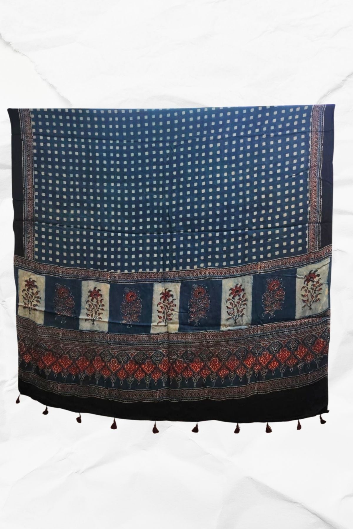 Dupatta with Ajrakh Print on Modal silk