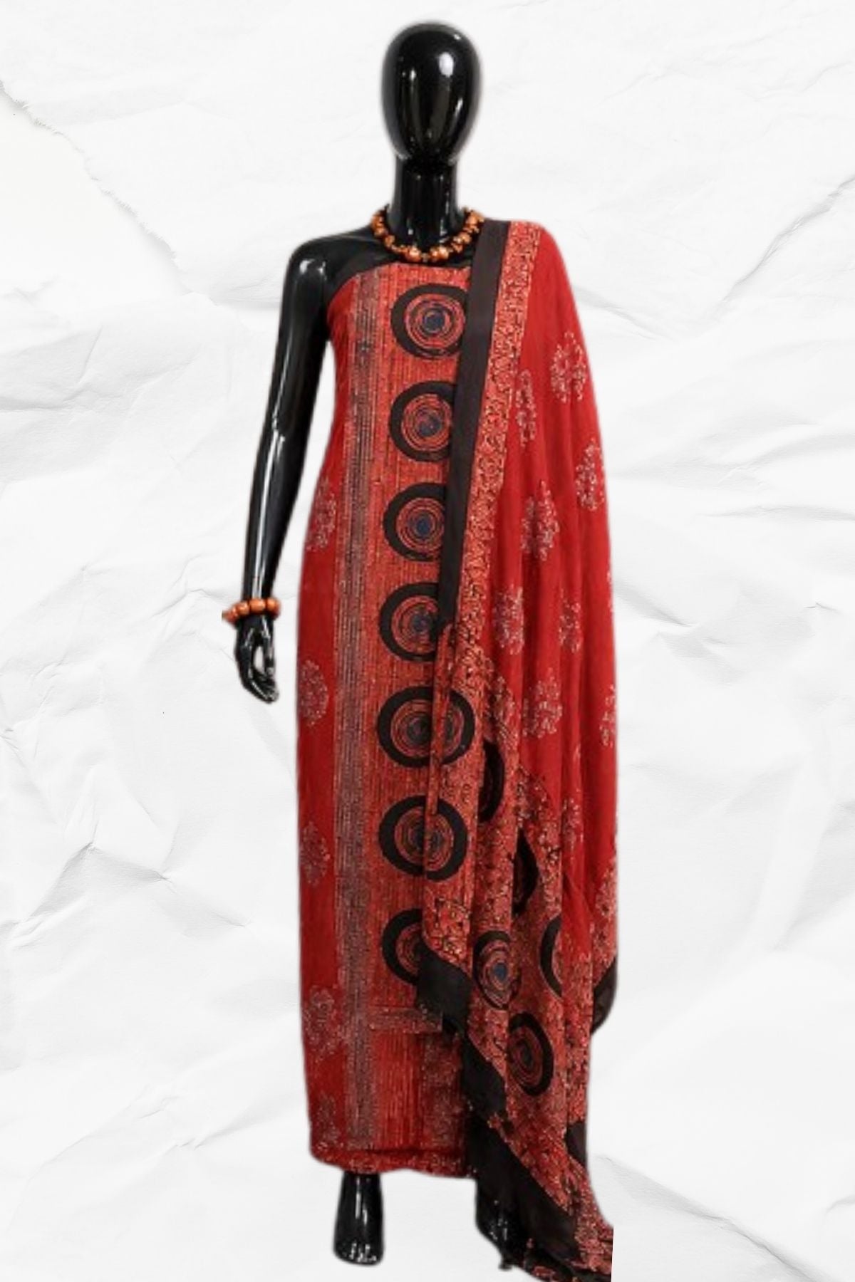 2 Piece Suit Material with Ajrakh Print on Modal silk (04)