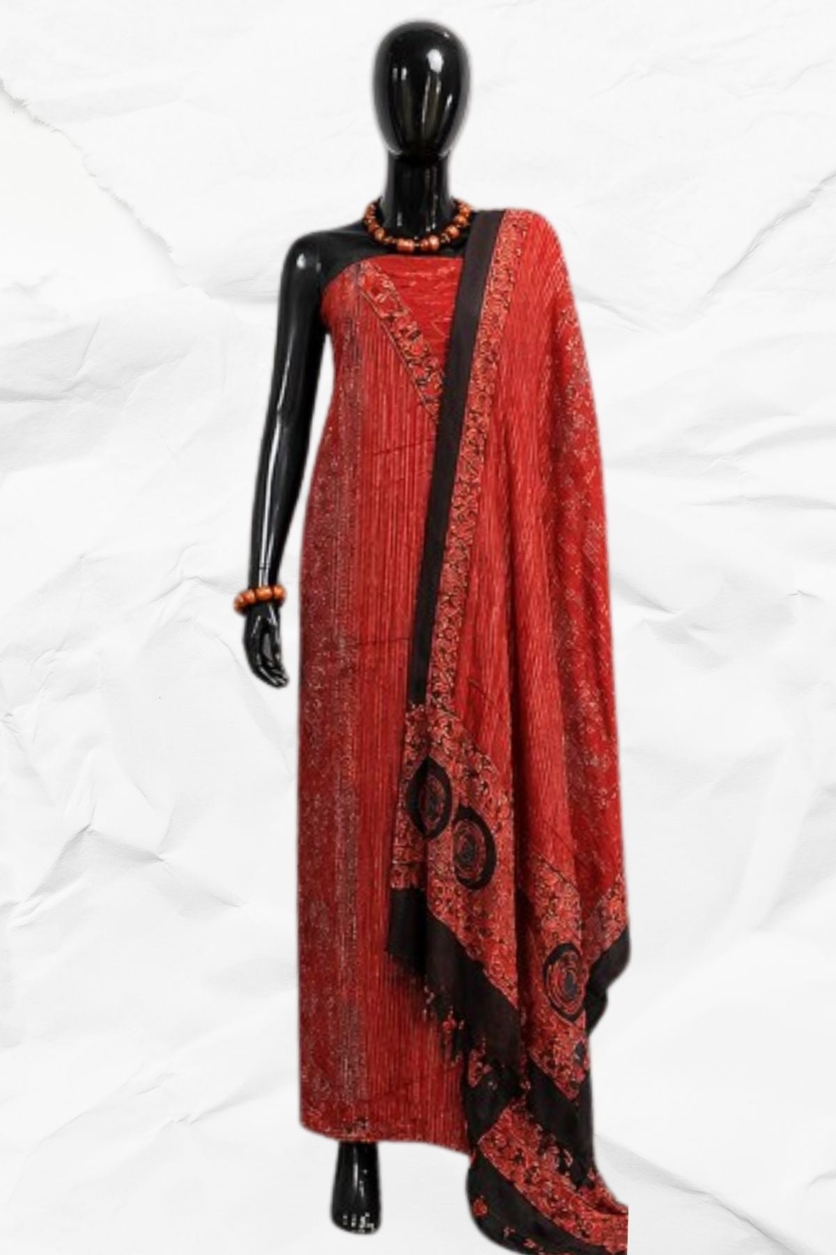 2 Piece Suit Material with Ajrakh Print on Modal silk (05)