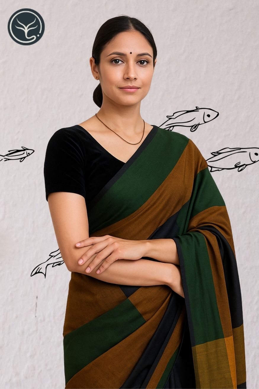 Cotton Black, green and brown