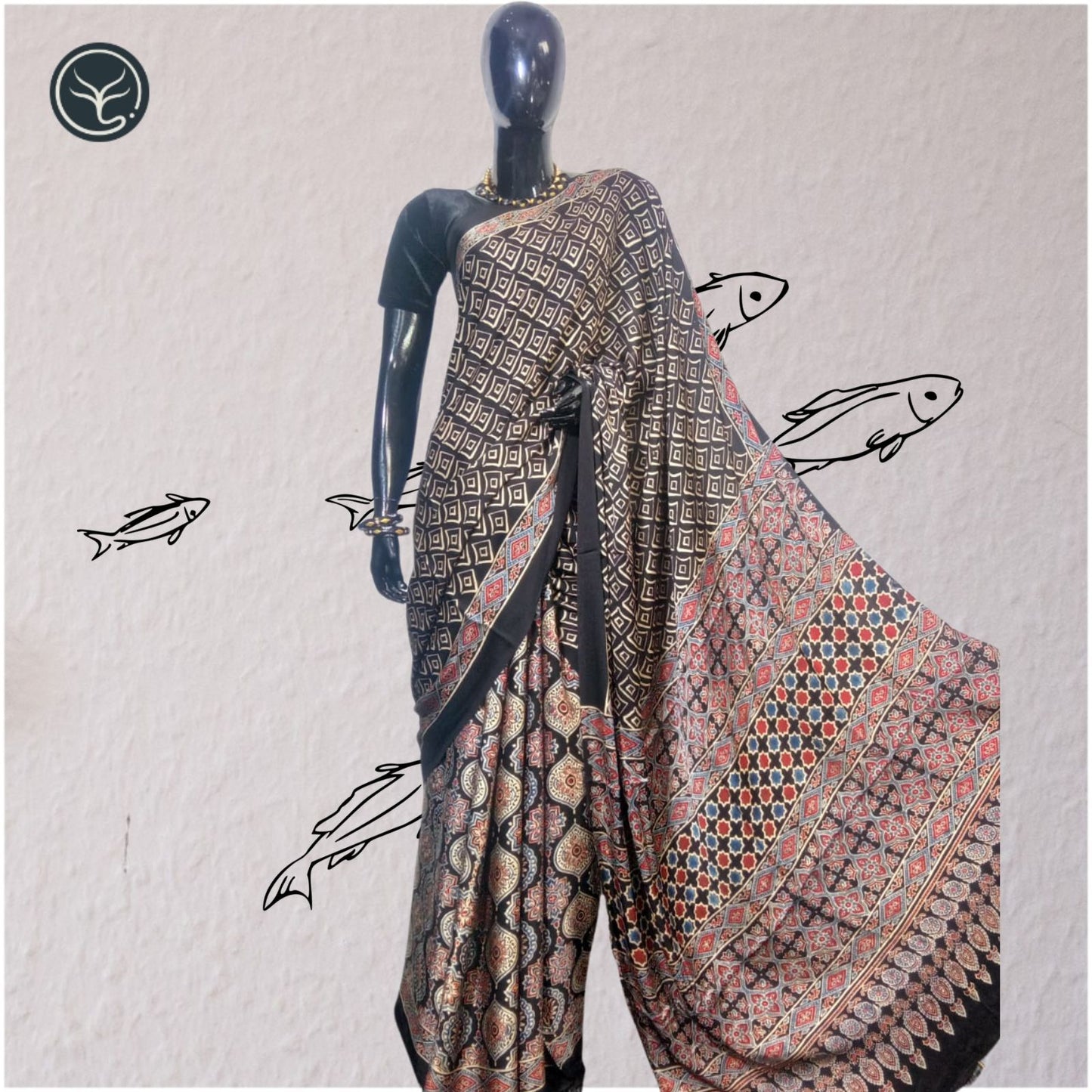 AJRAKH IN MODAL SILK - BLOCK PRINTED (AD-21)