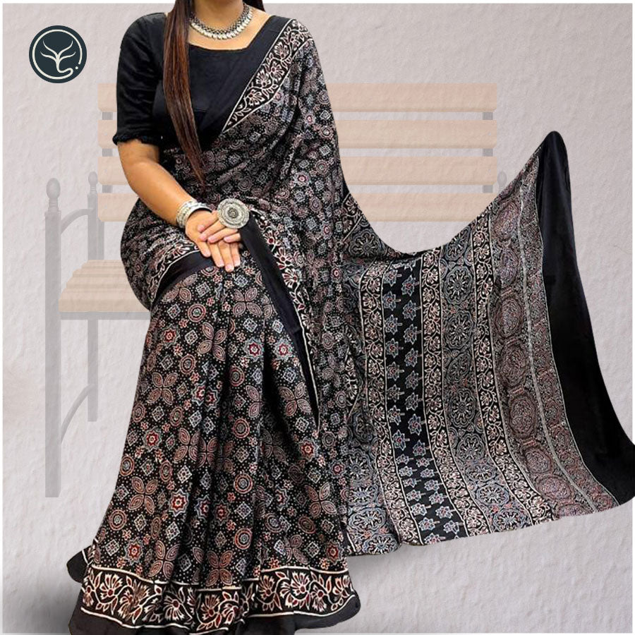 AJRAKH IN MODAL SILK (MD-AJ-KD-36) - BLOCK PRINTED