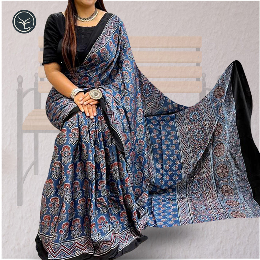 AJRAKH IN MODAL SILK (MD-AJ-KD-46) - BLOCK PRINTED