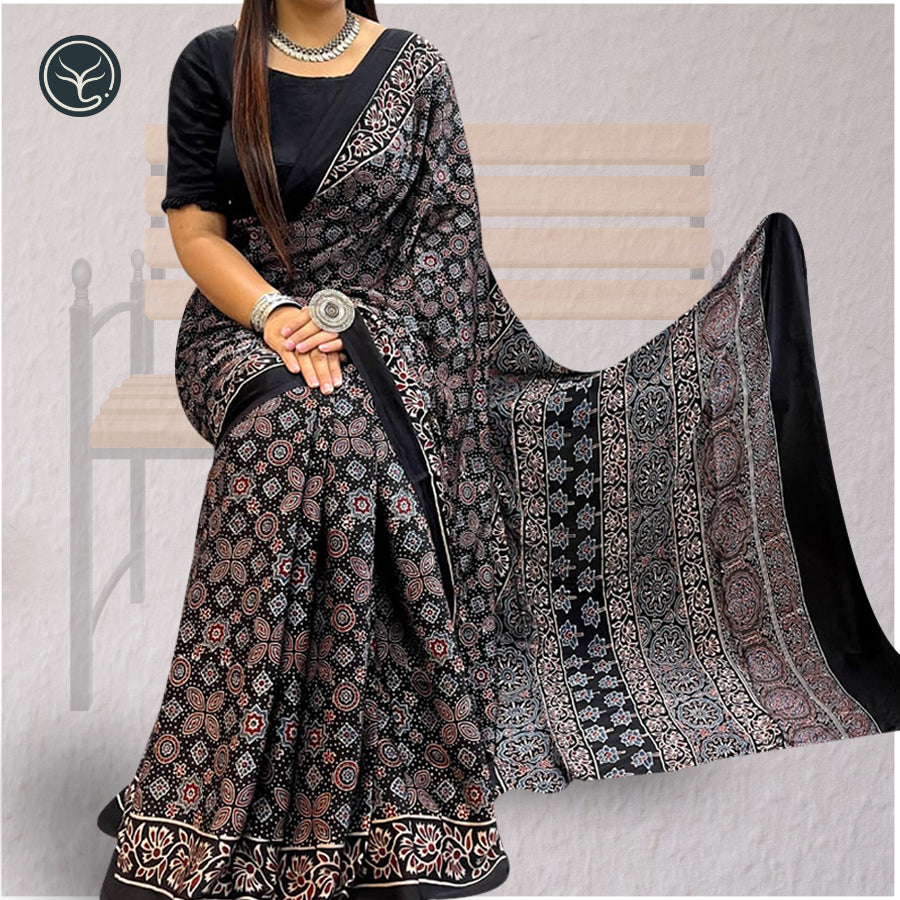 AJRAKH IN MODAL SILK (MD-AJ-KD-59) - BLOCK PRINTED