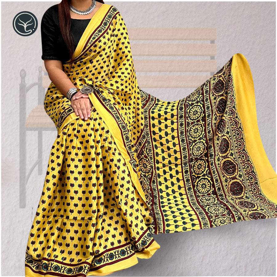 AJRAKH IN MODAL SILK (MD-AJ-KD-17) - BLOCK PRINTED