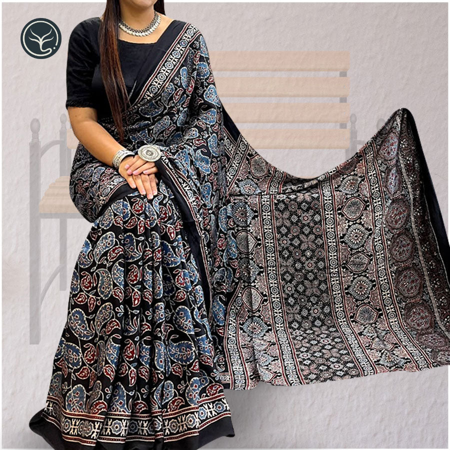 AJRAKH IN MODAL SILK (MD-AJ-KD-31) - BLOCK PRINTED