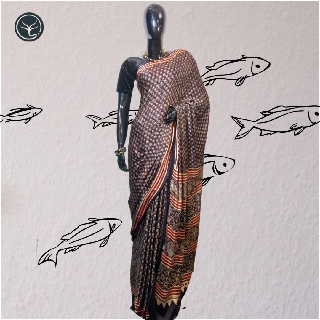 AJRAKH IN MODAL SILK - BLOCK PRINTED (AD-32)