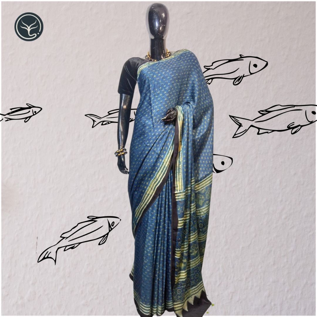 AJRAKH IN MODAL SILK - BLOCK PRINTED (AD-34)