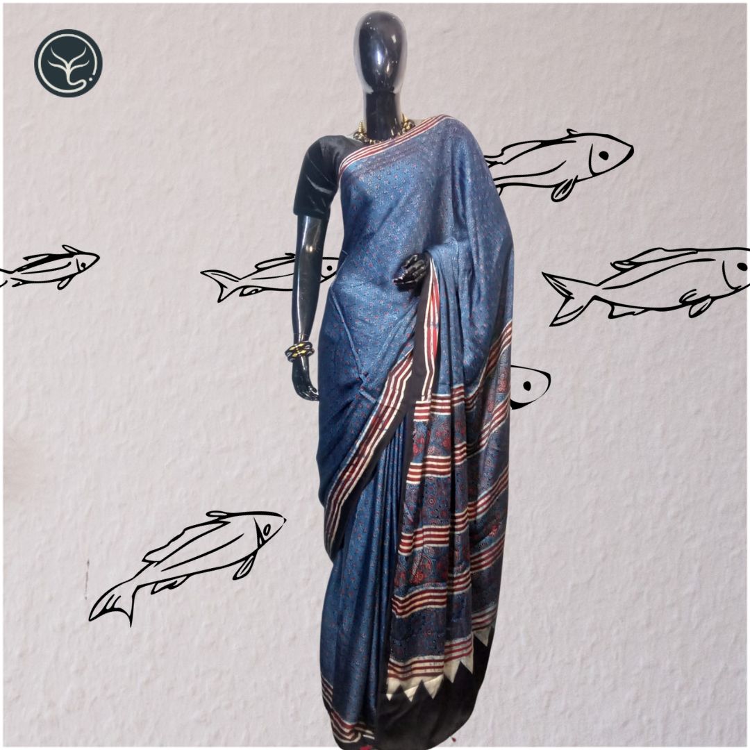 AJRAKH IN MODAL SILK - BLOCK PRINTED (AD-35)