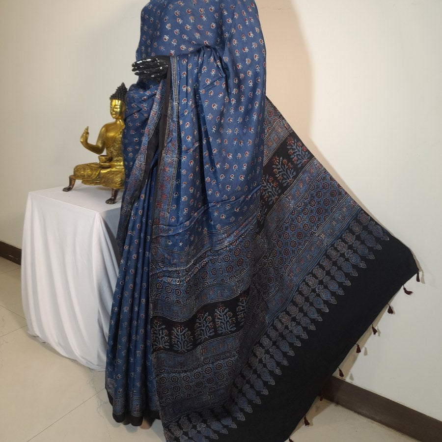 AJRAKH IN MODAL SILK - BLOCK PRINTED