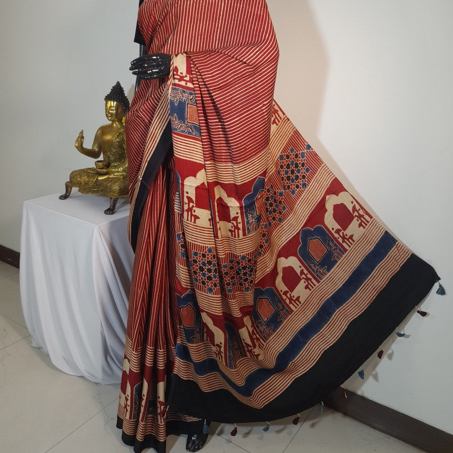 AJRAKH IN MODAL SILK - BLOCK PRINTED