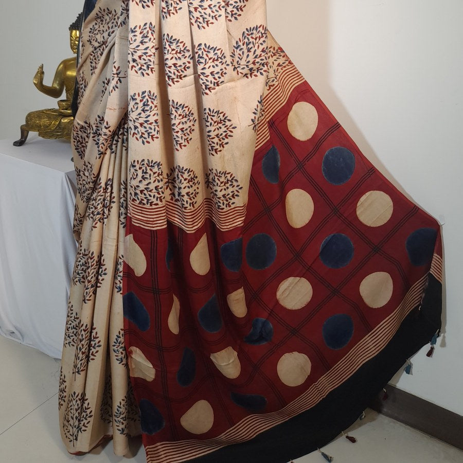 AJRAKH IN MODAL SILK - BLOCK PRINTED (AD-12)