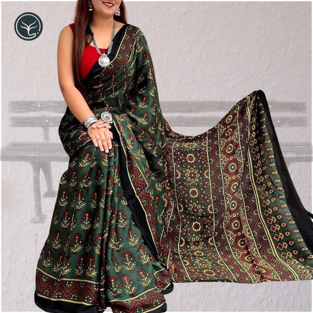 AJRAKH IN MODAL SILK (MD-AJ-KD-87) - BLOCK PRINTED