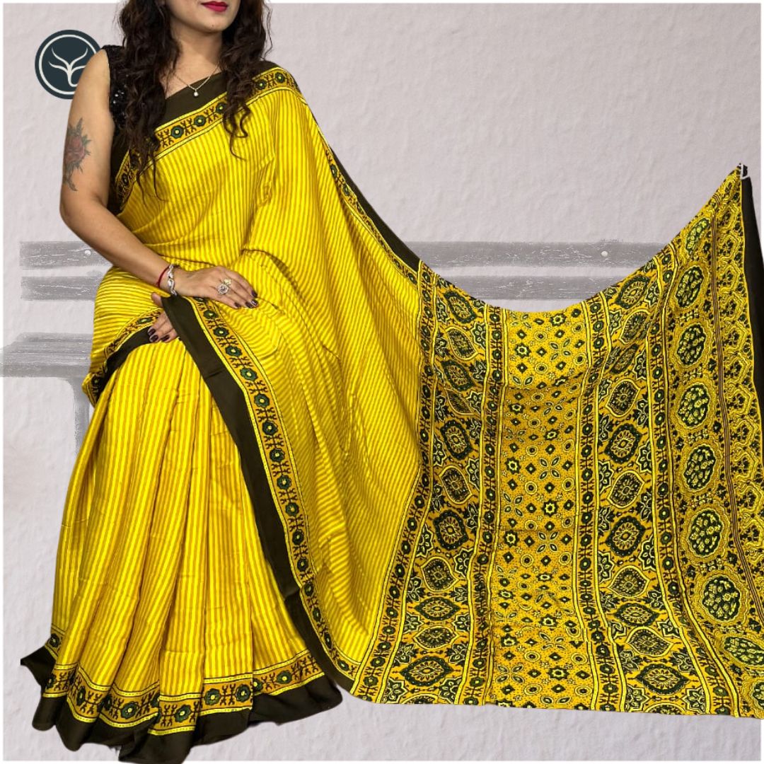 AJRAKH IN MODAL SILK (MD-AJ-KD-121) - BLOCK PRINTED