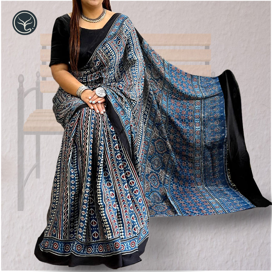 DESIGNER AJRAKH IN MODAL SILK (MD-AJ-KD-69) - BLOCK PRINTED-