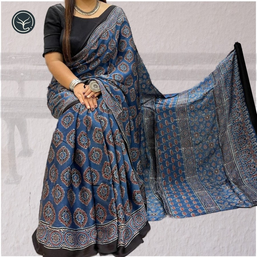 DESIGNER AJRAKH IN MODAL SILK (MD-AJ-KD-74) - BLOCK PRINTED