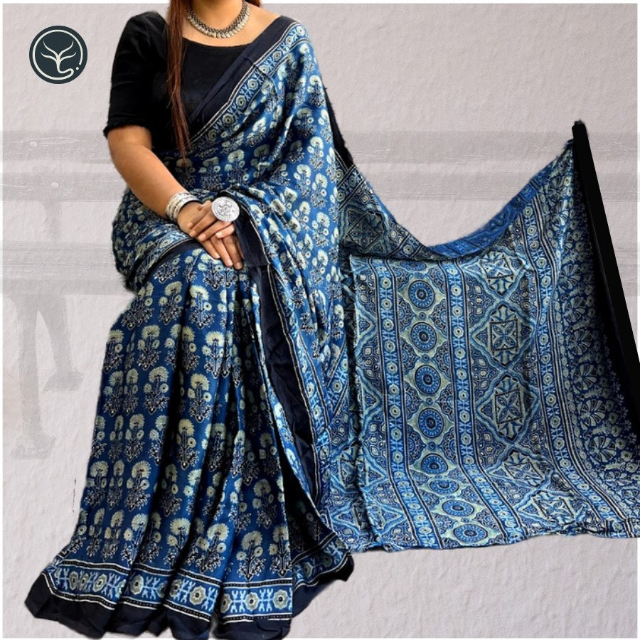 DESIGNER AJRAKH IN MODAL SILK (MD-AJ-KD-76) - BLOCK PRINTED