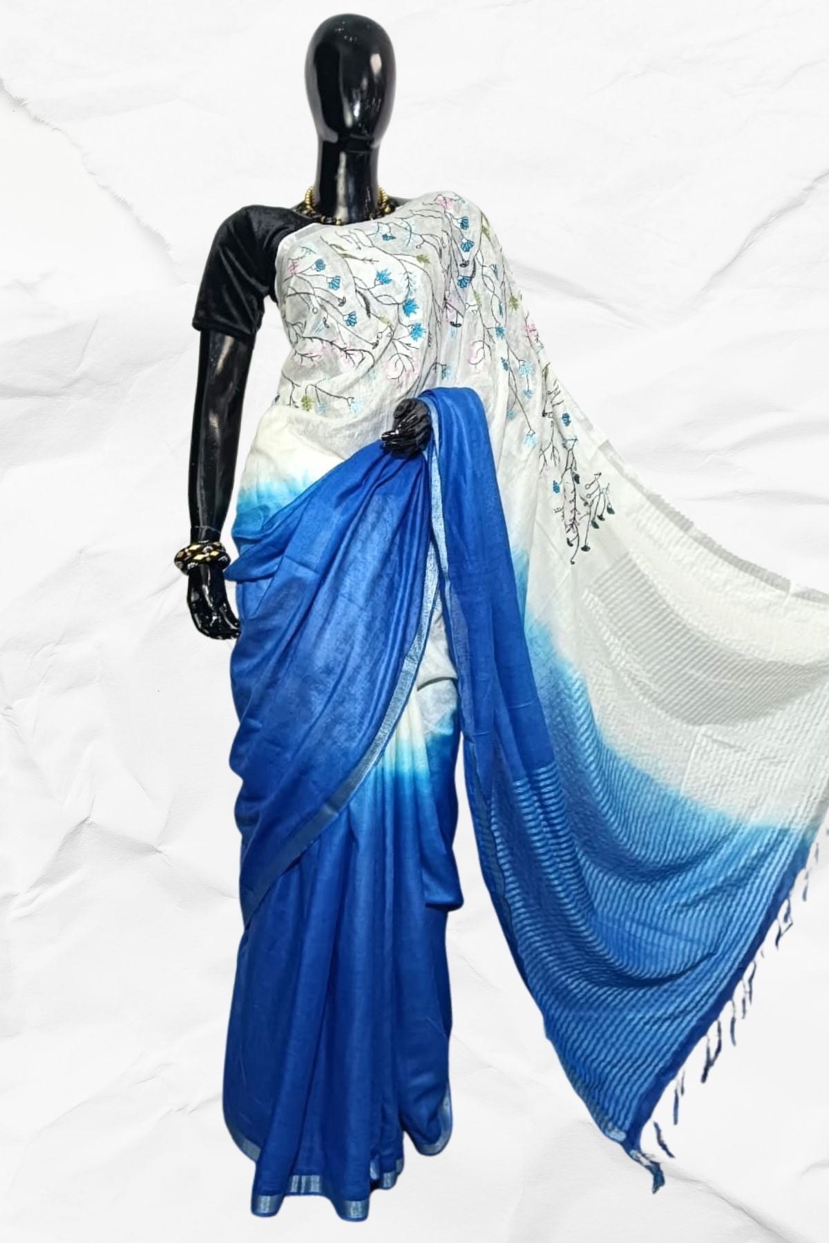 LINEN COTTON EMBROIDERY SAREE - SPRING COLLECTION