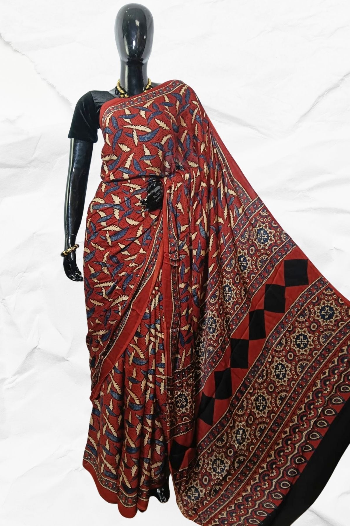 AJRAKH IN MODAL SILK (MD-AJ-FZ16) - BLOCK PRINTED