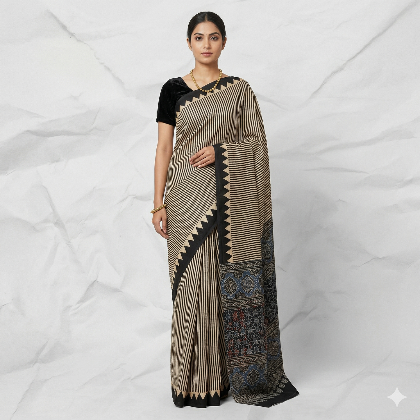 AJRAKH IN MODAL SILK (MD-AJ-KD-82) - BLOCK PRINTED
