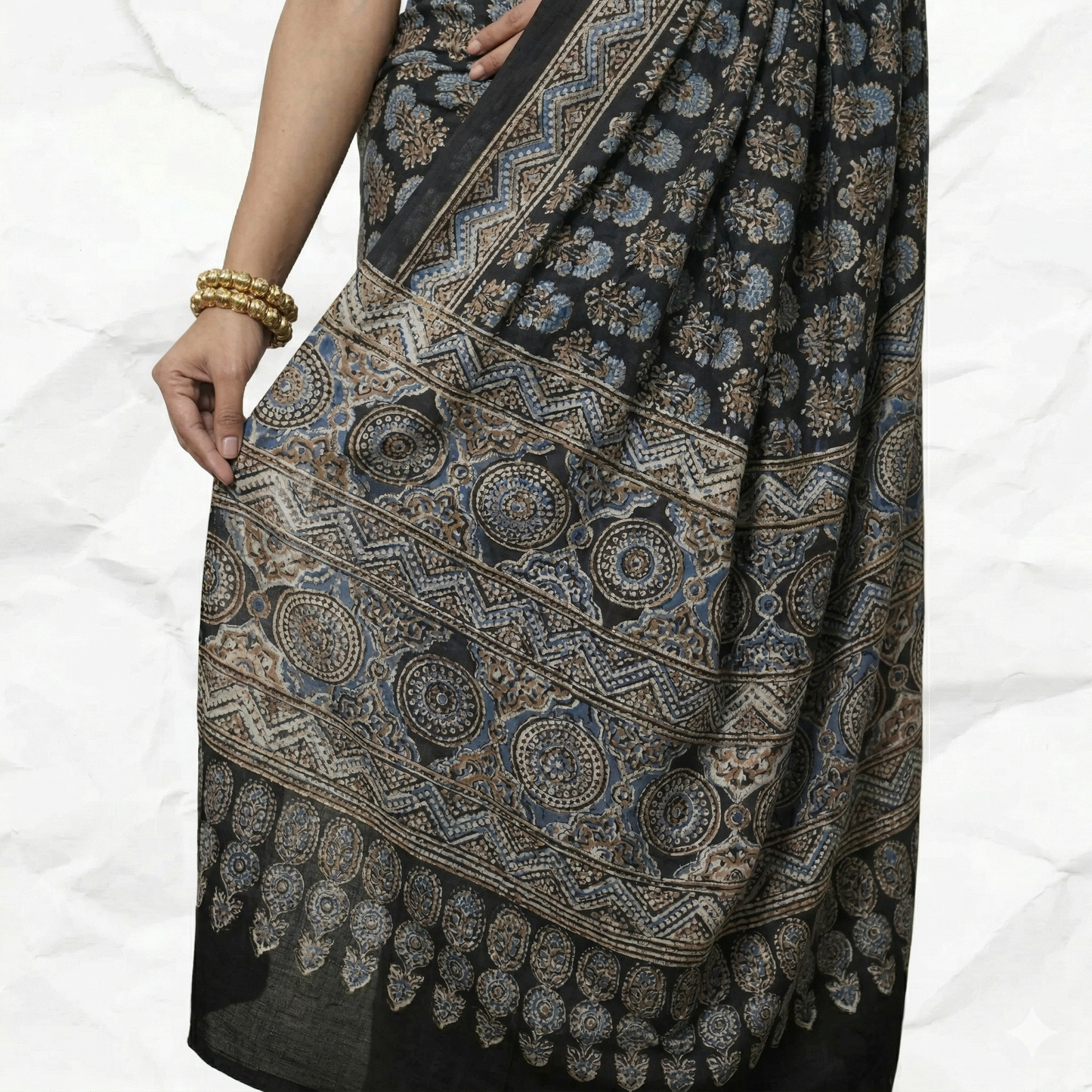 AJRAKH IN MODAL SILK (MD-AJ-KD-32) - BLOCK PRINTED