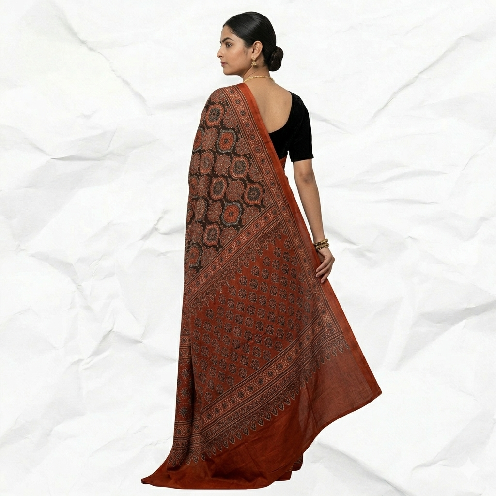 AJRAKH IN MODAL SILK (MD-AJ-KD-86) - BLOCK PRINTED