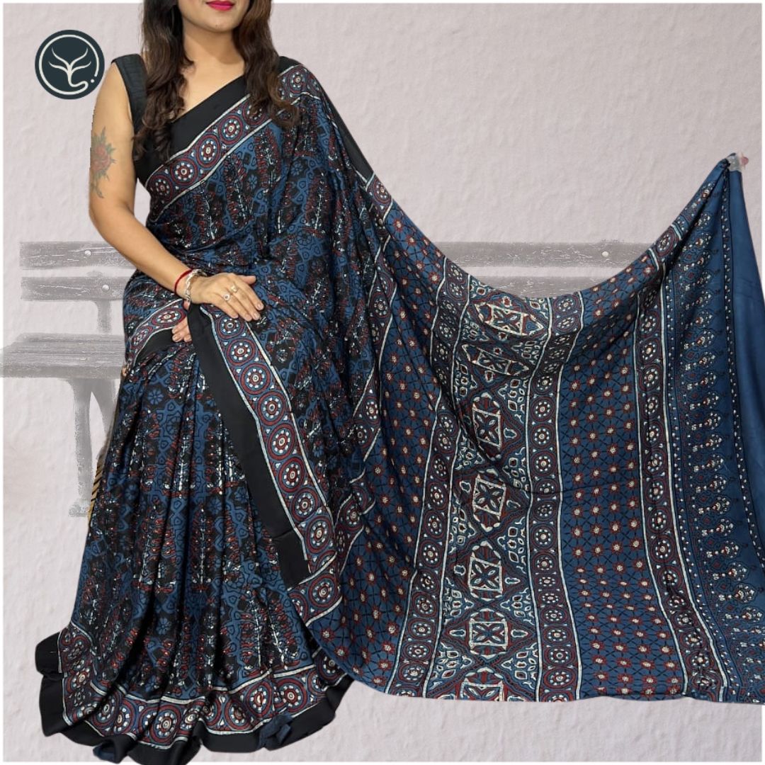 AJRAKH IN MODAL SILK (MD-AJ-KD-110) - BLOCK PRINTED