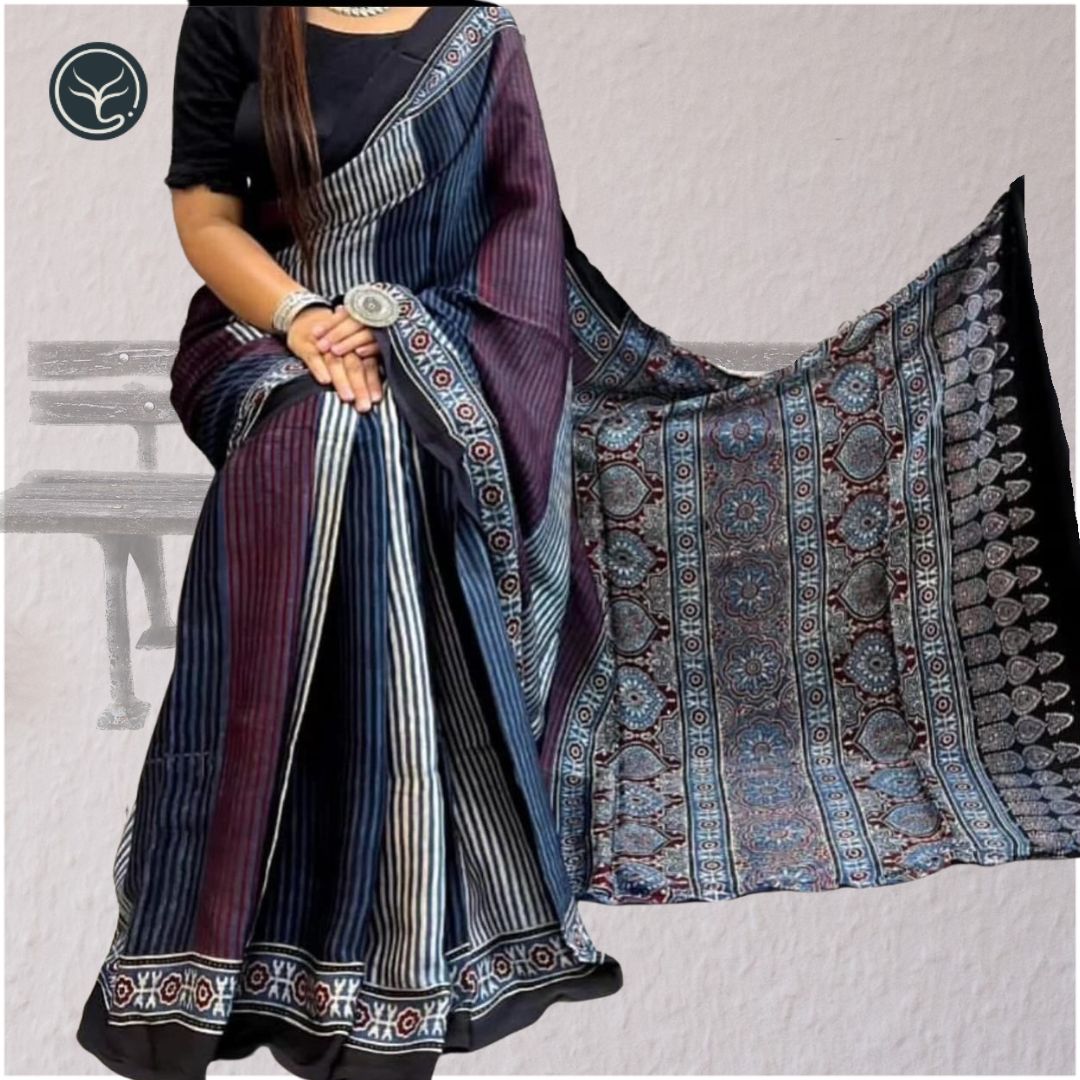 AJRAKH IN MODAL SILK (MD-AJ-KD-106) - BLOCK PRINTED