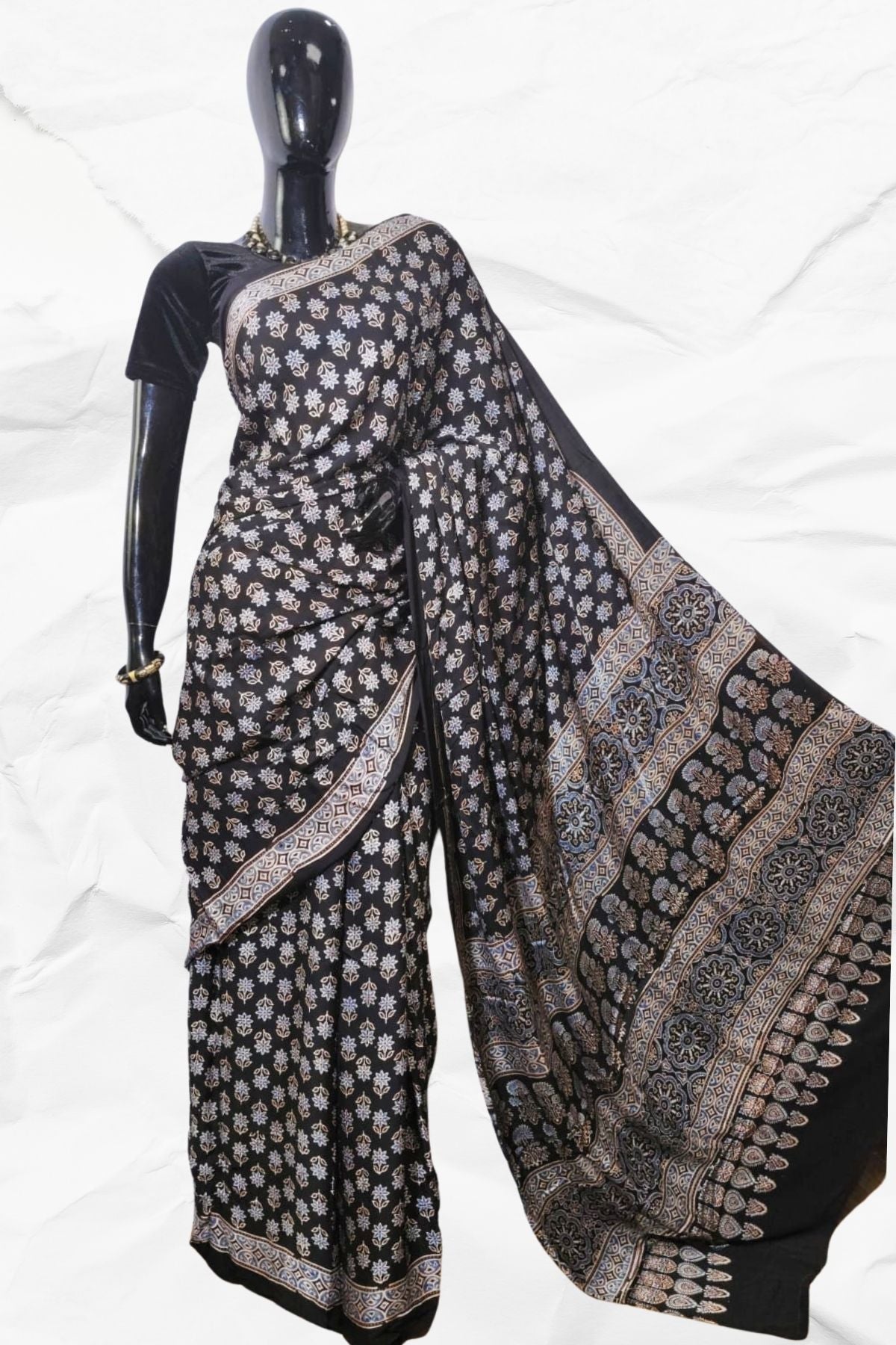 AJRAKH IN MODAL SILK (MD-AJ-KD-107) - BLOCK PRINTED