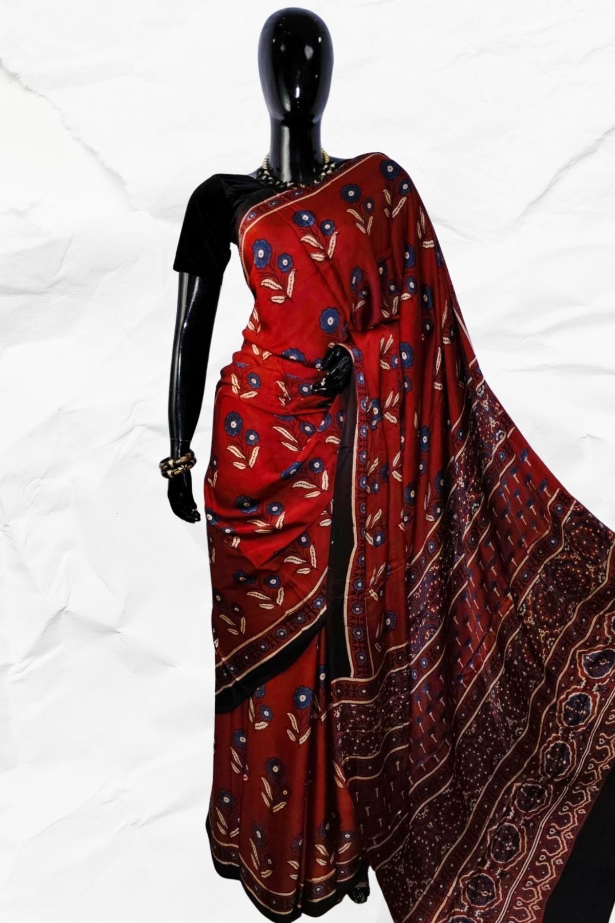 AJRAKH IN MODAL SILK (MD-AJ-KD-114) - BLOCK PRINTED