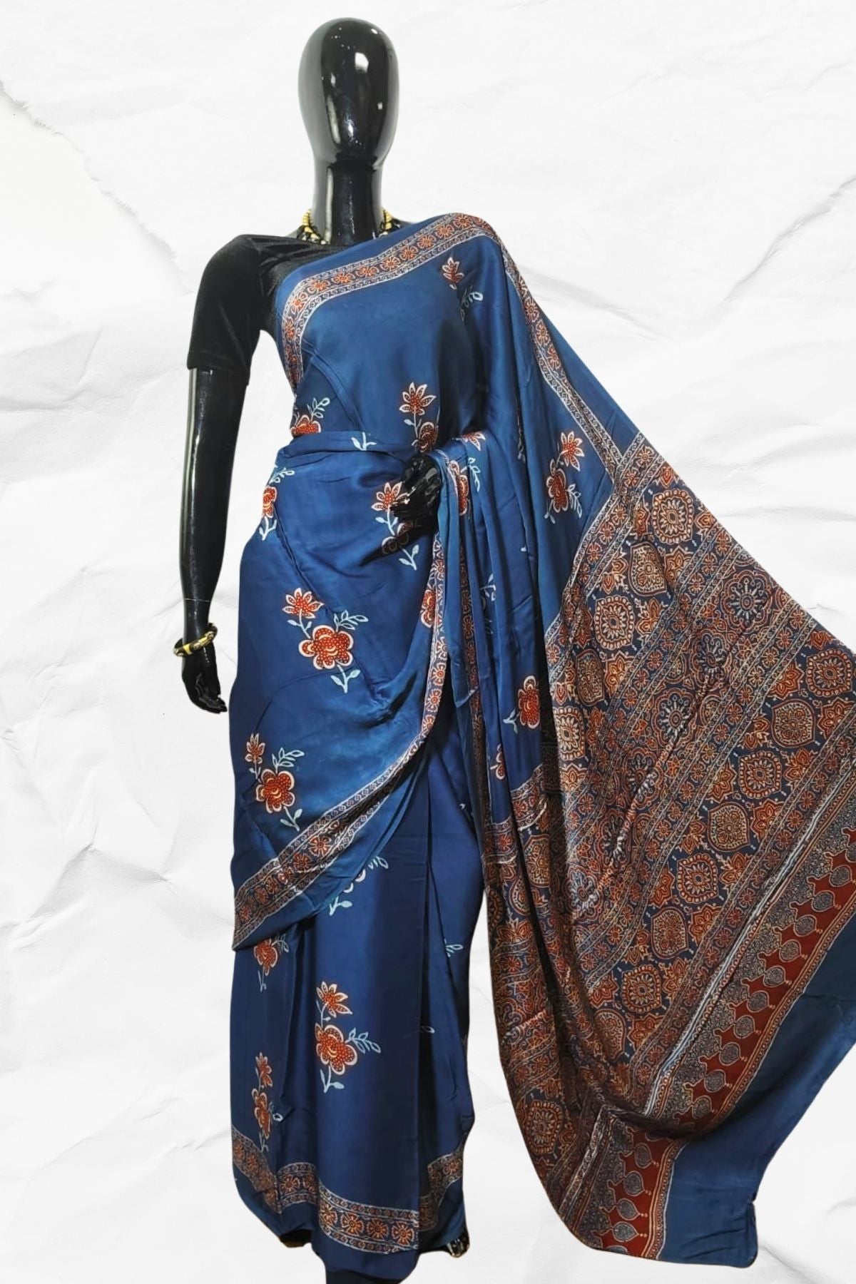 AJRAKH IN MODAL SILK (MD-AJ-KD-116) - BLOCK PRINTED