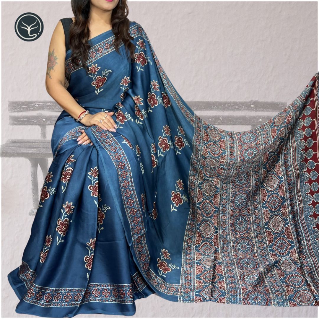 AJRAKH IN MODAL SILK (MD-AJ-KD-116) - BLOCK PRINTED