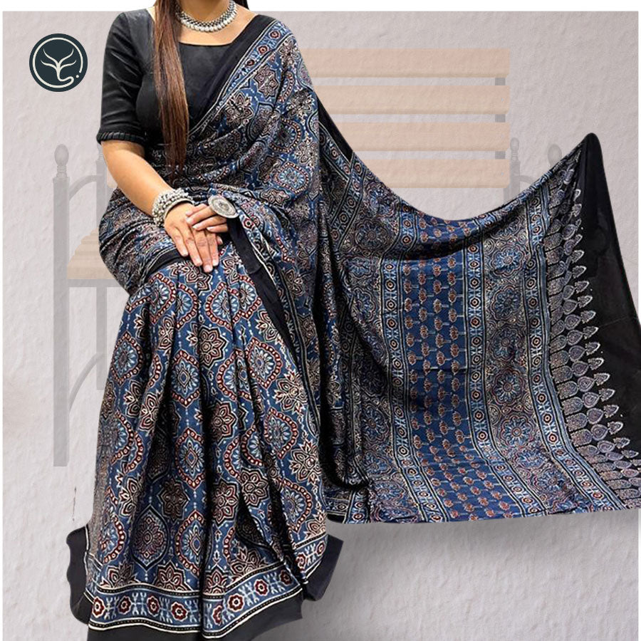 AJRAKH IN MODAL SILK (MD-AJ-KD-12) - BLOCK PRINTED