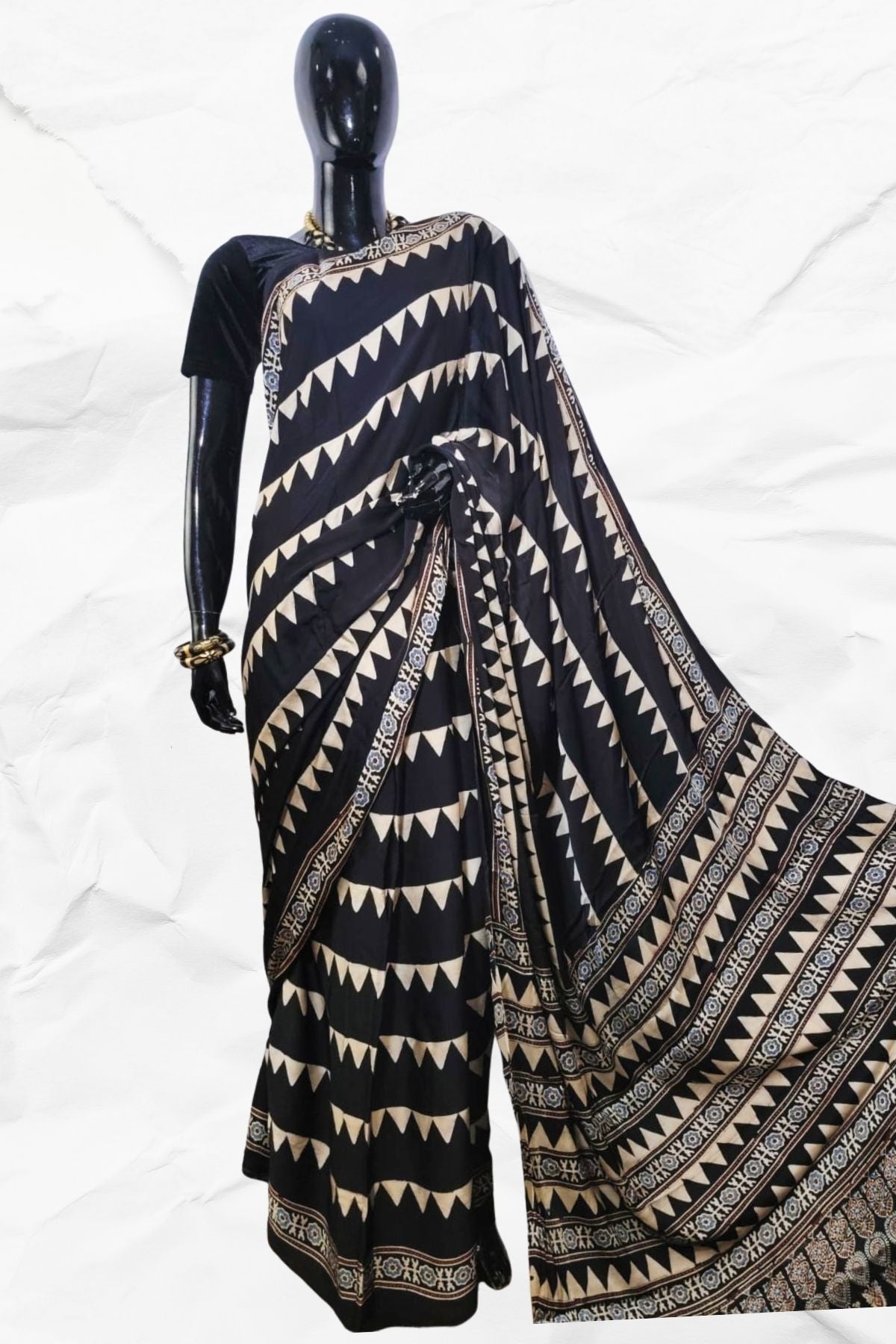 AJRAKH IN MODAL SILK (MD-AJ-KD-124) - BLOCK PRINTED