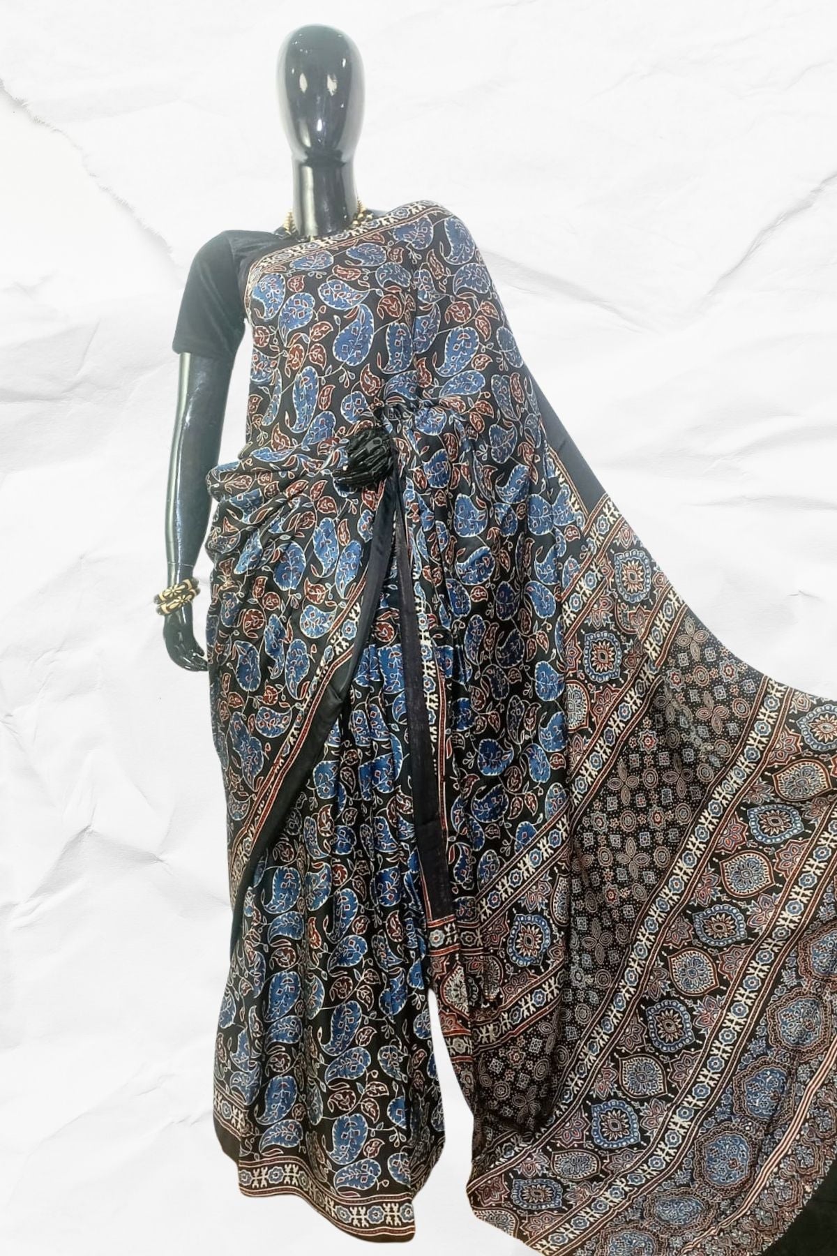 AJRAKH IN MODAL SILK (MD-AJ-KD-31) - BLOCK PRINTED