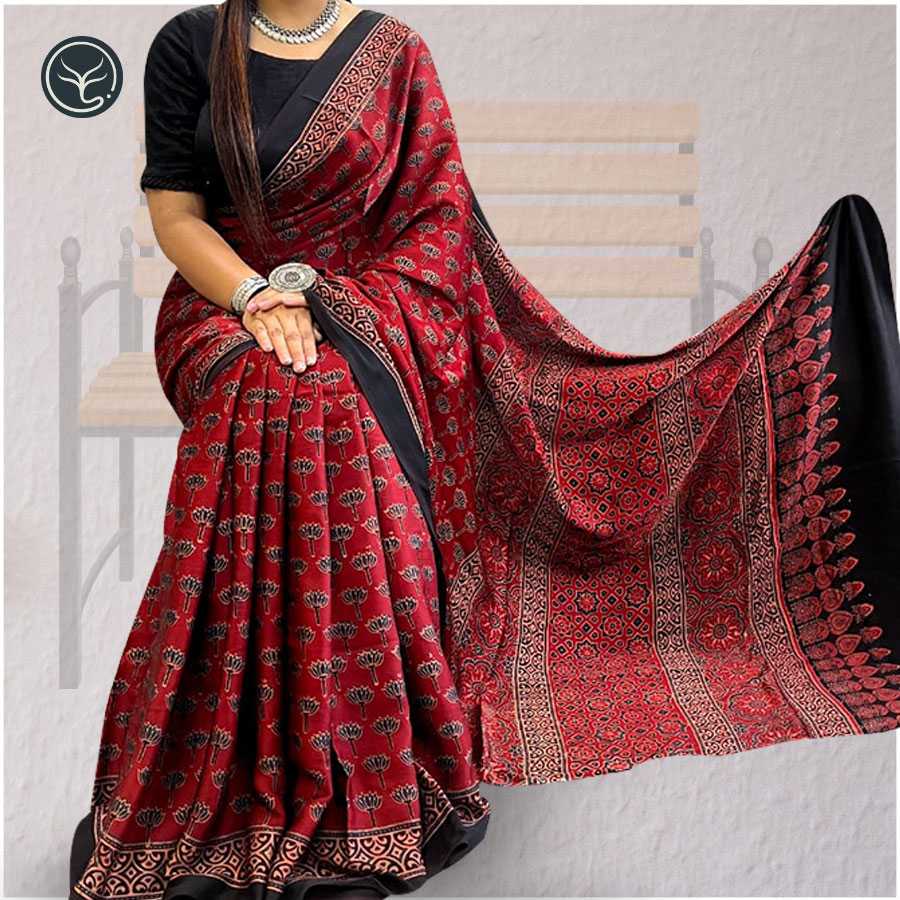 AJRAKH IN MODAL SILK(MD-AJ-KD-33) - BLOCK PRINTED