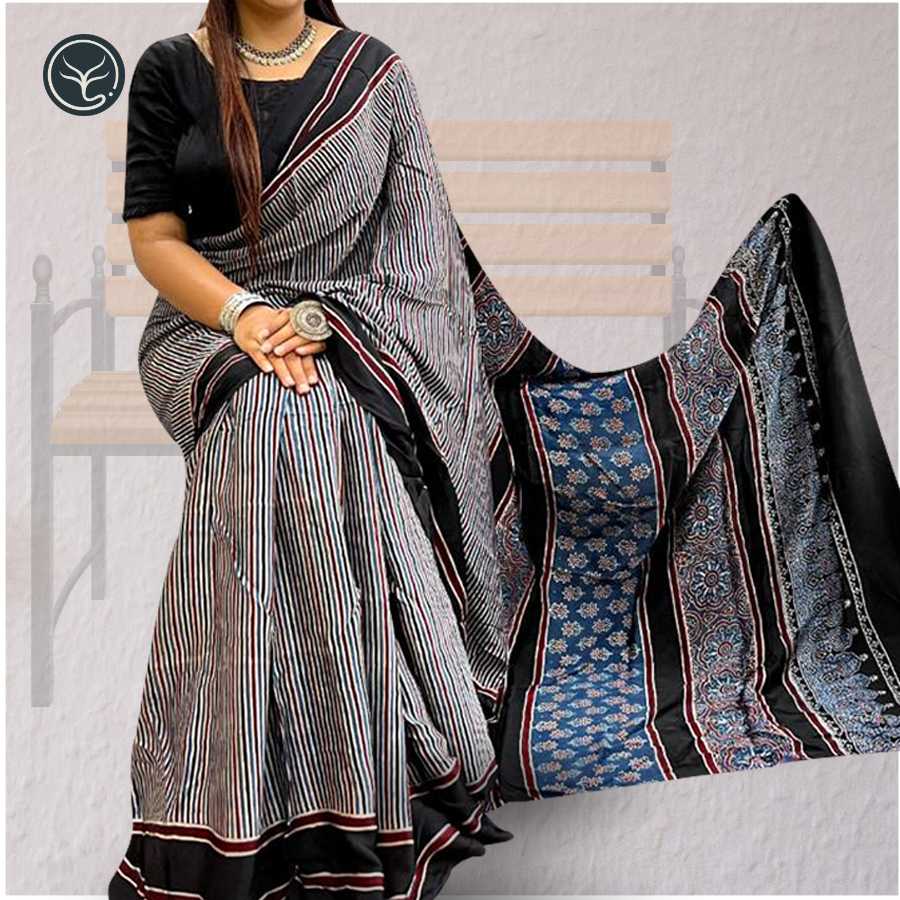 AJRAKH IN MODAL SILK (MD-AJ-KD-51) - BLOCK PRINTED