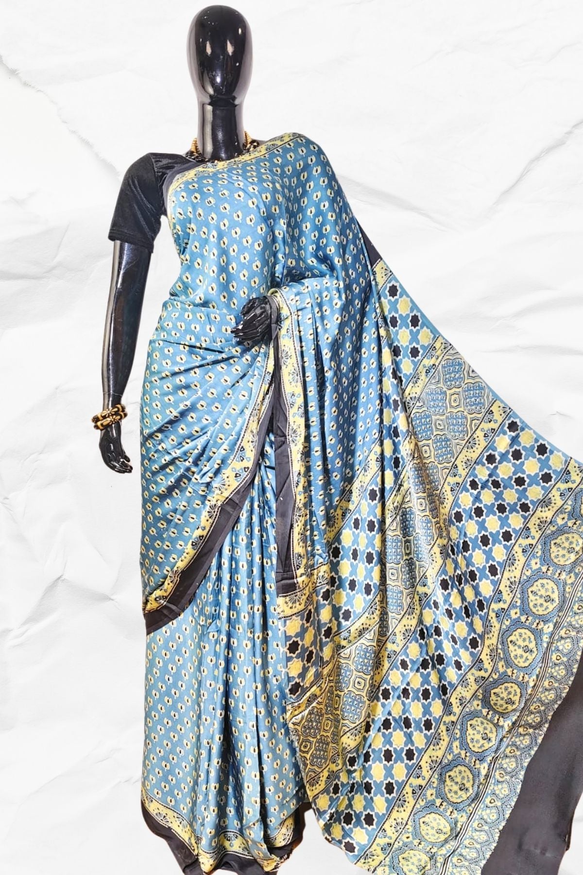 DESIGNER AJRAKH IN MODAL SILK (MD-AJ-KD-67) - BLOCK PRINTED