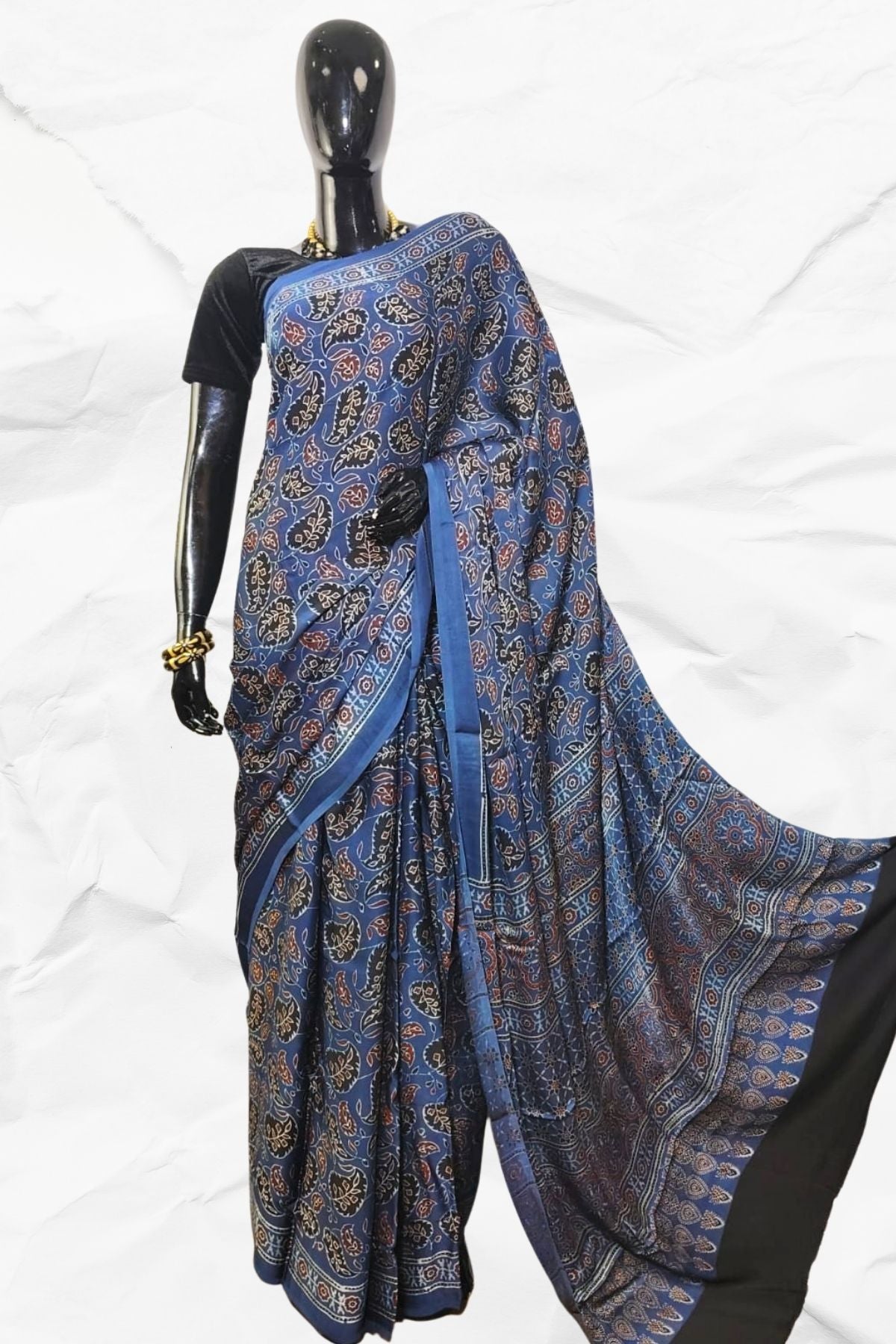AJRAKH IN MODAL SILK (MD-AJ-KD-77) - BLOCK PRINTED