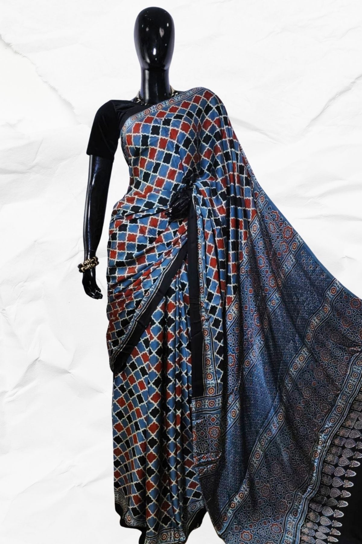 AJRAKH IN MODAL SILK (MD-AJ-KD-93) - BLOCK PRINTED