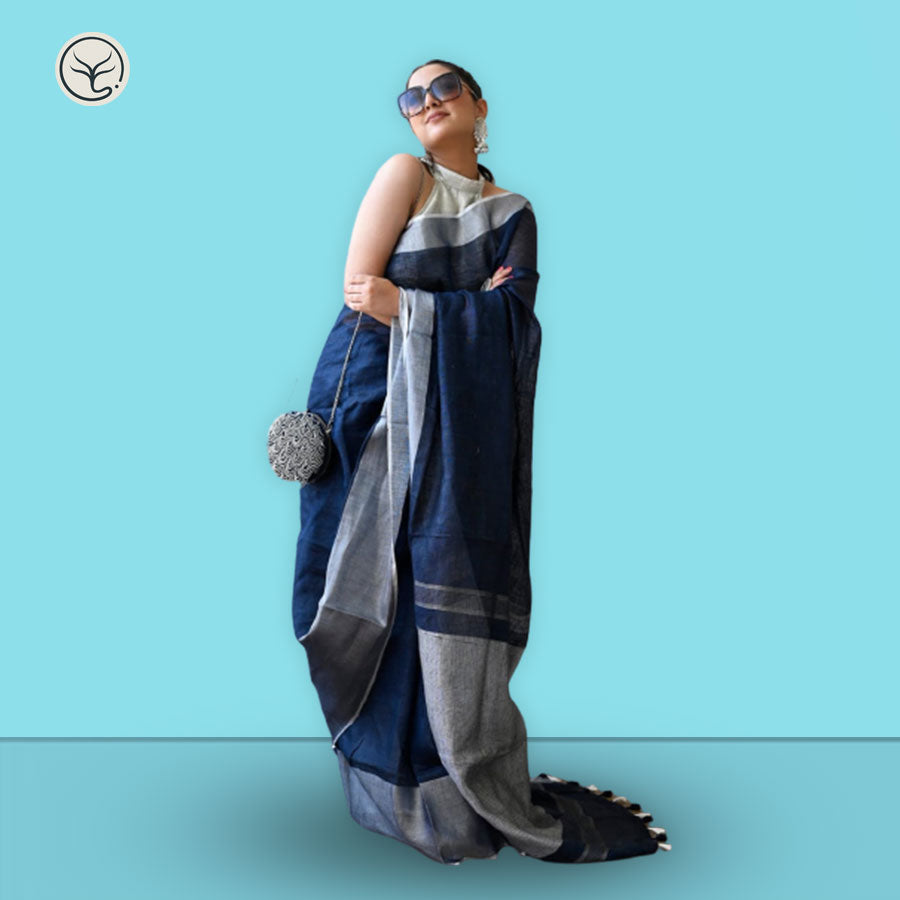 PURE LINEN ON LINEN SAREE