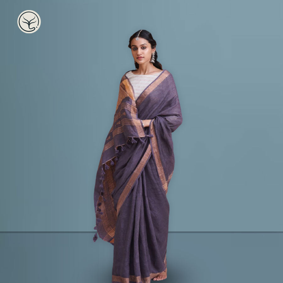 PURE LINEN ON LINEN SAREE