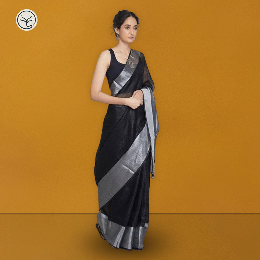 PURE LINEN ON LINEN SAREE