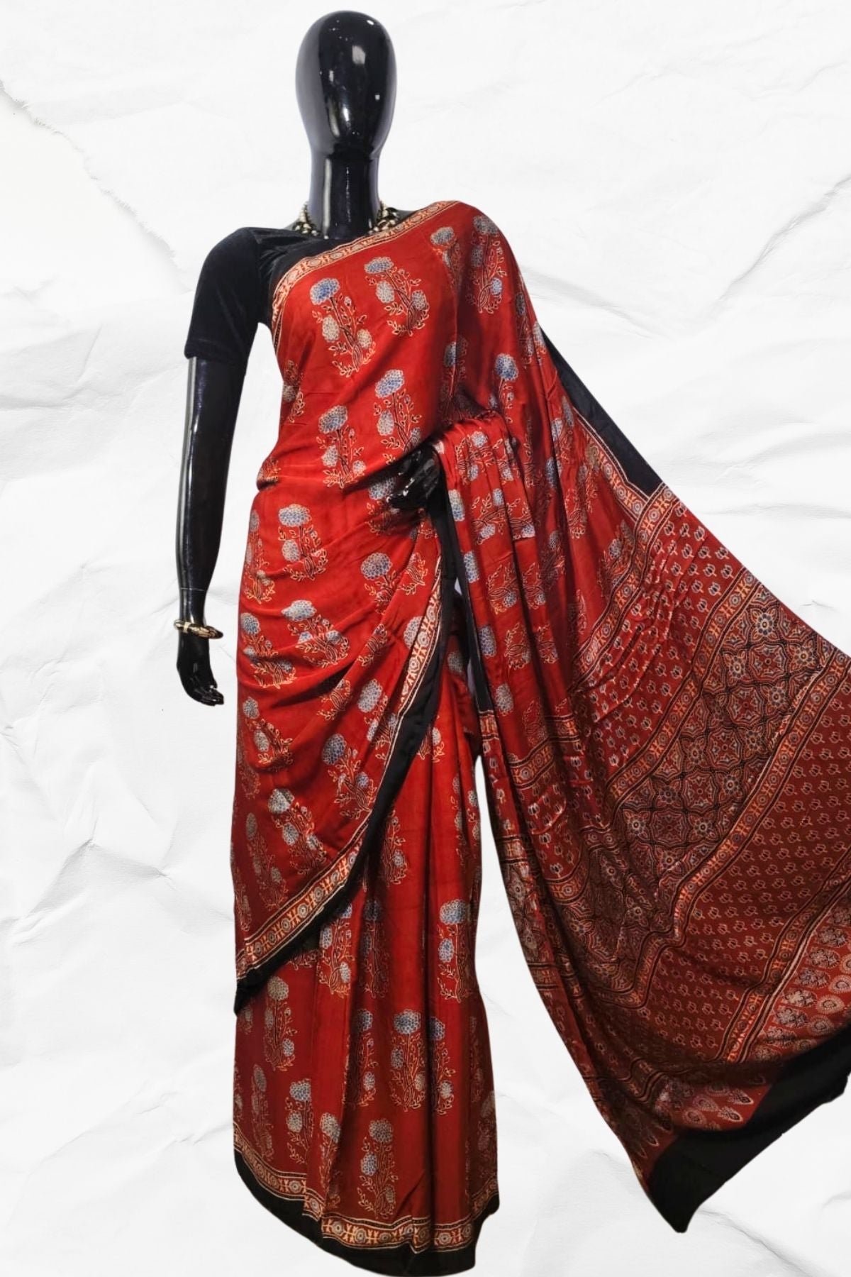 AJRAKH IN MODAL SILK (MD-AJ-SH-19)- BLOCK PRINTED