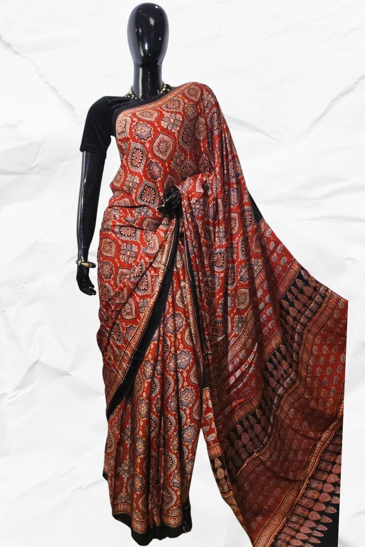 AJRAKH IN MODAL SILK (MD-AJ-SH-20)- BLOCK PRINTED